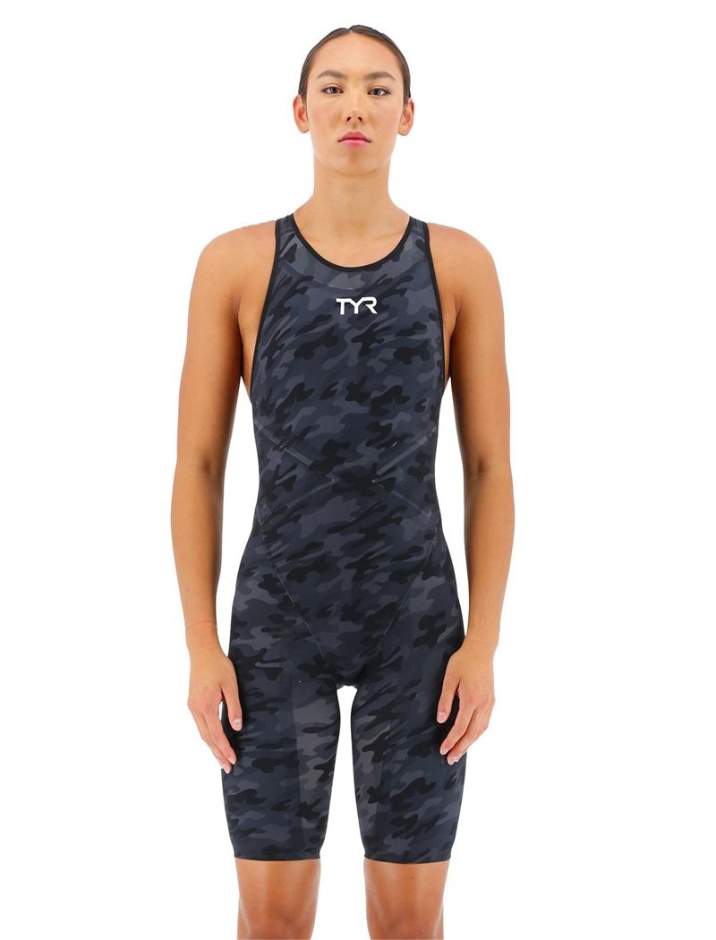 Black Camo Tyr Venzo™ Closed Back Camo Women\'s Swimsuit | US-NOTL31975