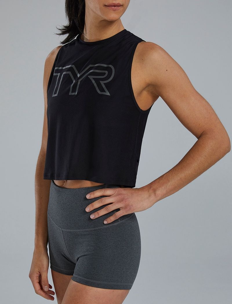 Black Tyr Airtec™ Cropped Women's Tanks | US-QTLZ86937