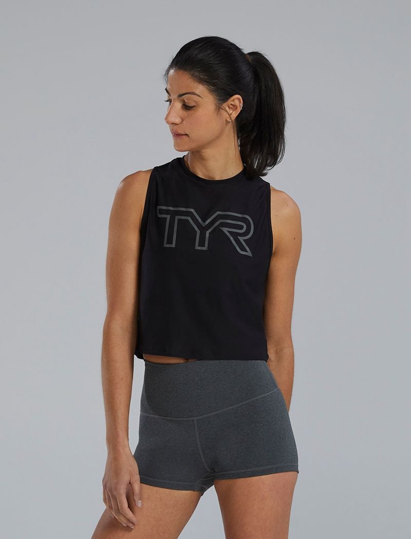 Black Tyr Airtec™ Cropped Women\'s Tanks | US-QTLZ86937