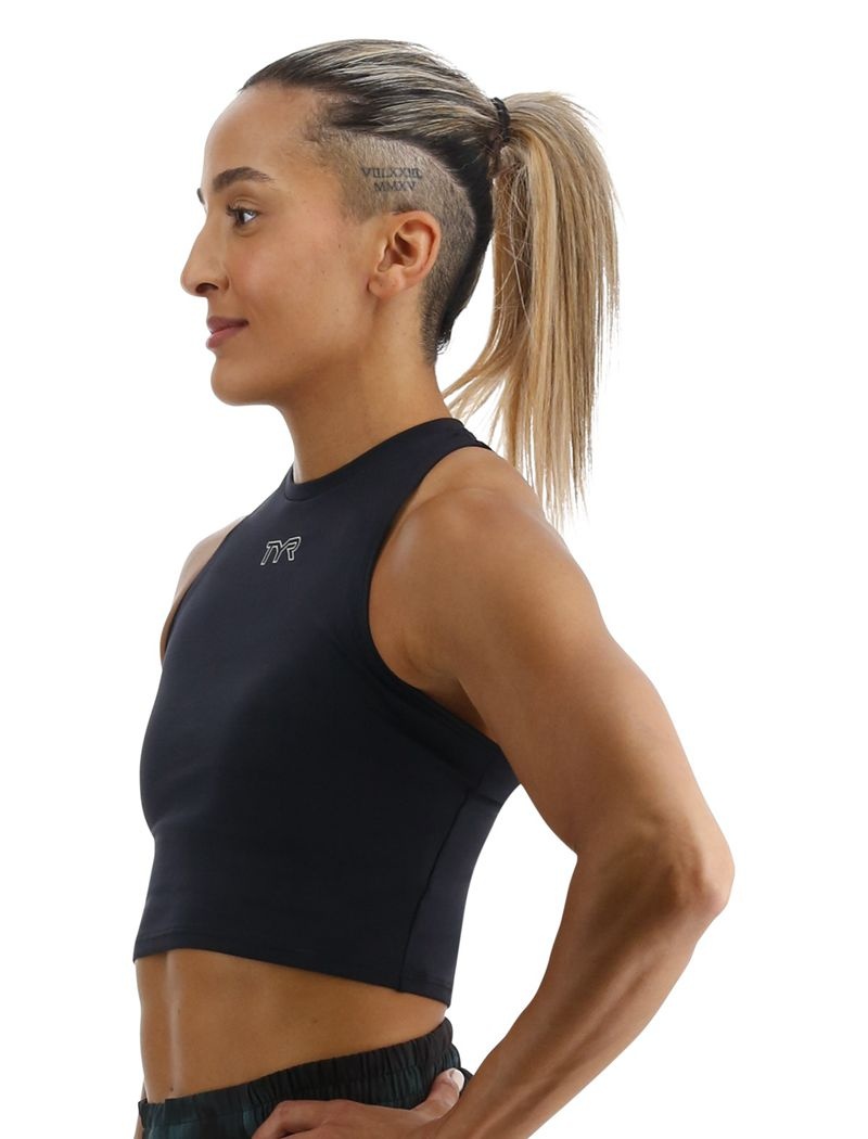 Black Tyr Base Kinetic™ Cropped High Neck Women's Tanks | US-FWIL41592