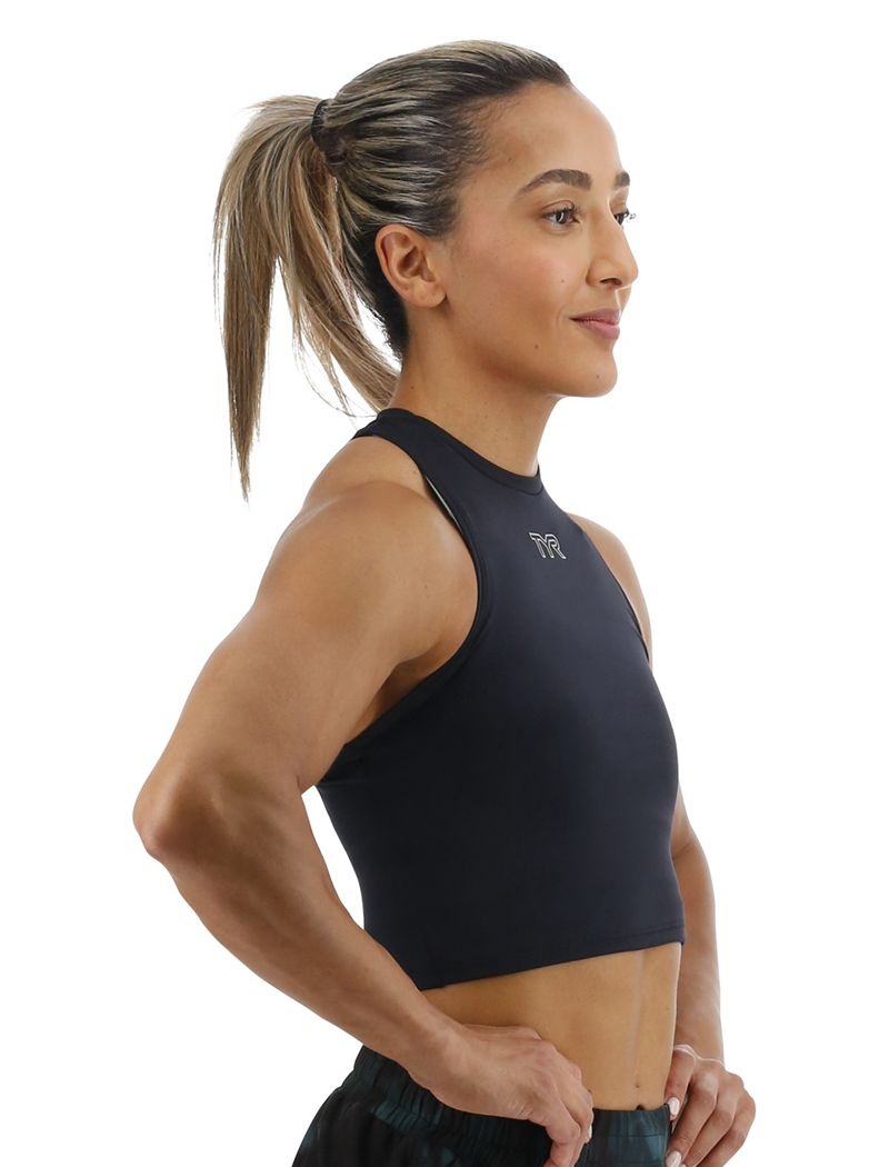 Black Tyr Base Kinetic™ Cropped High Neck Women's Tanks | US-FWIL41592