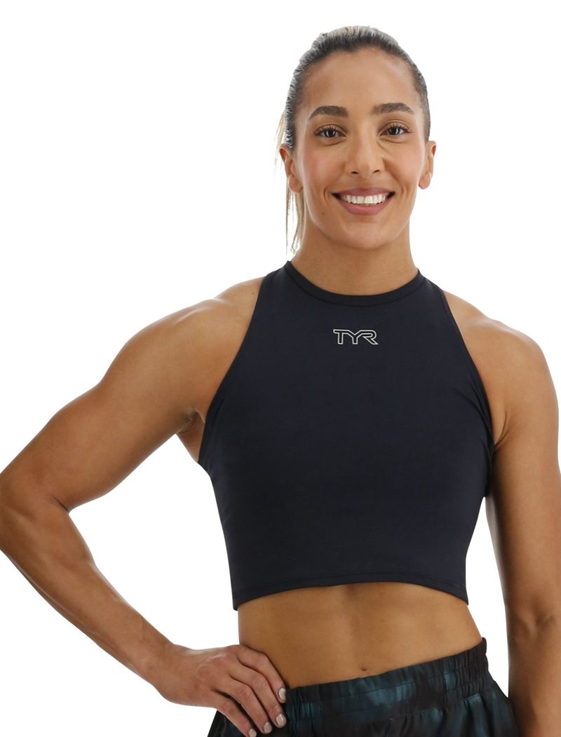 Black Tyr Base Kinetic™ Cropped High Neck Women\'s Tanks | US-FWIL41592