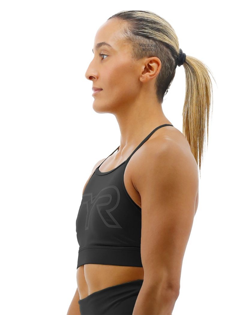 Black Tyr Base Kinetic™ High Neck Big Logo Women's Sports Bra | US-QJRH57124