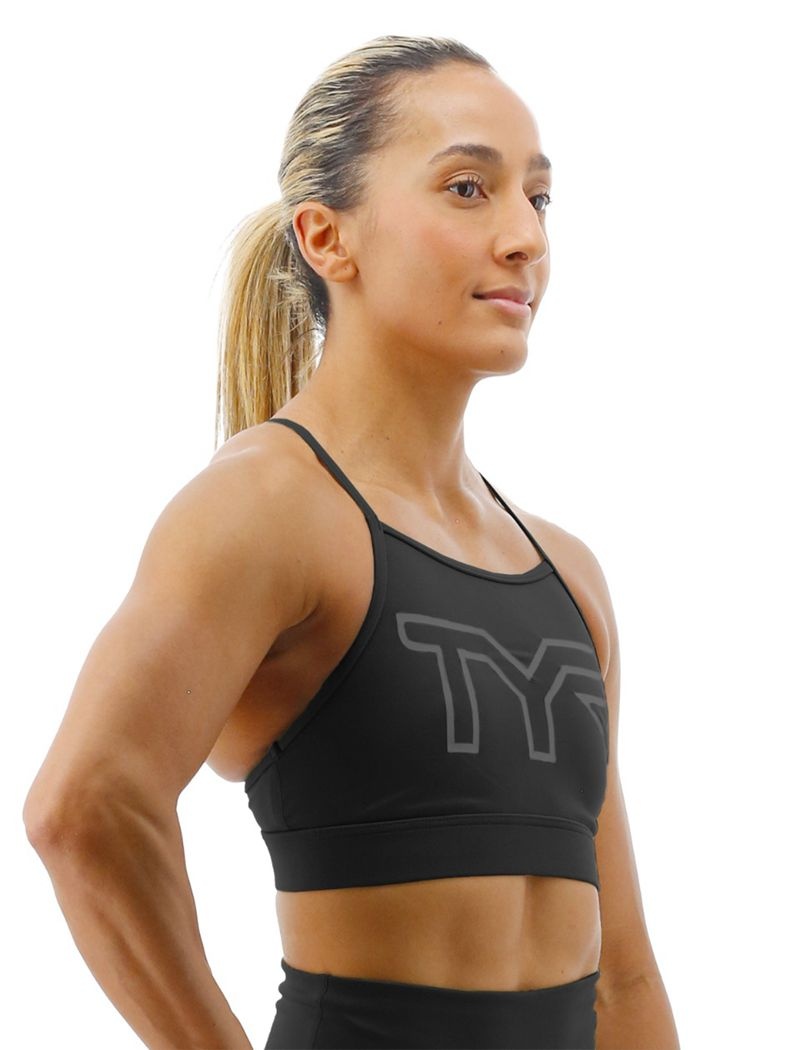 Black Tyr Base Kinetic™ High Neck Big Logo Women's Sports Bra | US-QJRH57124