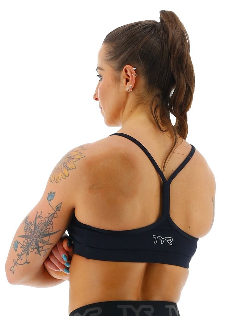 Black Tyr Base Kinetic™ V-neck Women's Sports Bra | US-TZAU10579