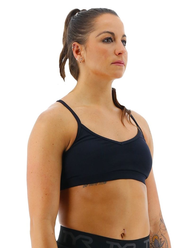 Black Tyr Base Kinetic™ V-neck Women's Sports Bra | US-TZAU10579