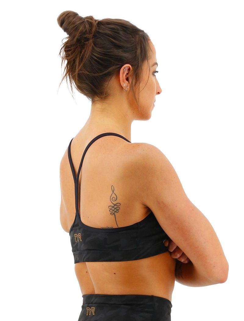 Black Tyr Base Kinetic™ V-neck Women's Sports Bra | US-ZUYJ90821