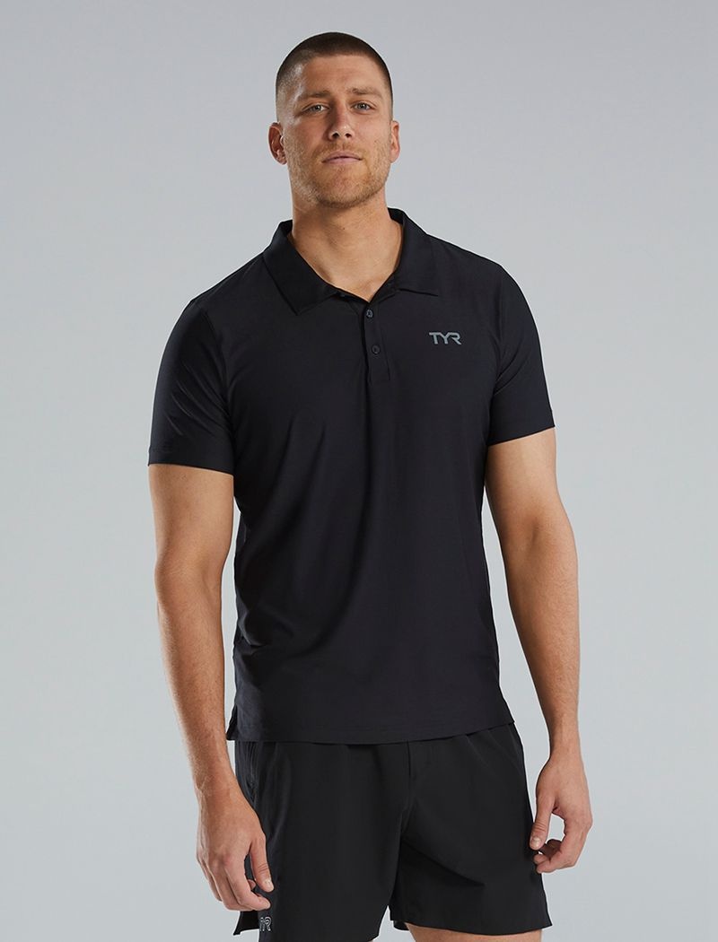 Black Tyr Climadry™ Short Sleeve Men's Polo Shirt | US-UWGK54062