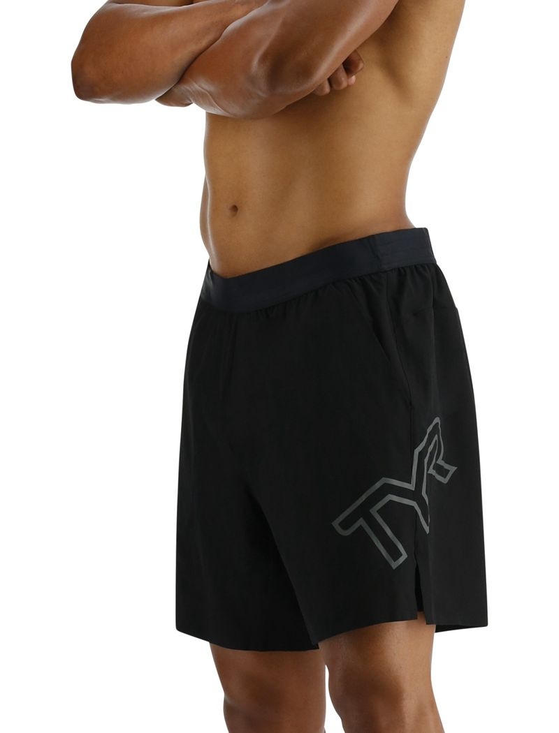 Black Tyr Hydrosphere™ Lined 7 Unbroken Big Logo Men's Shorts | US-GZTJ56034