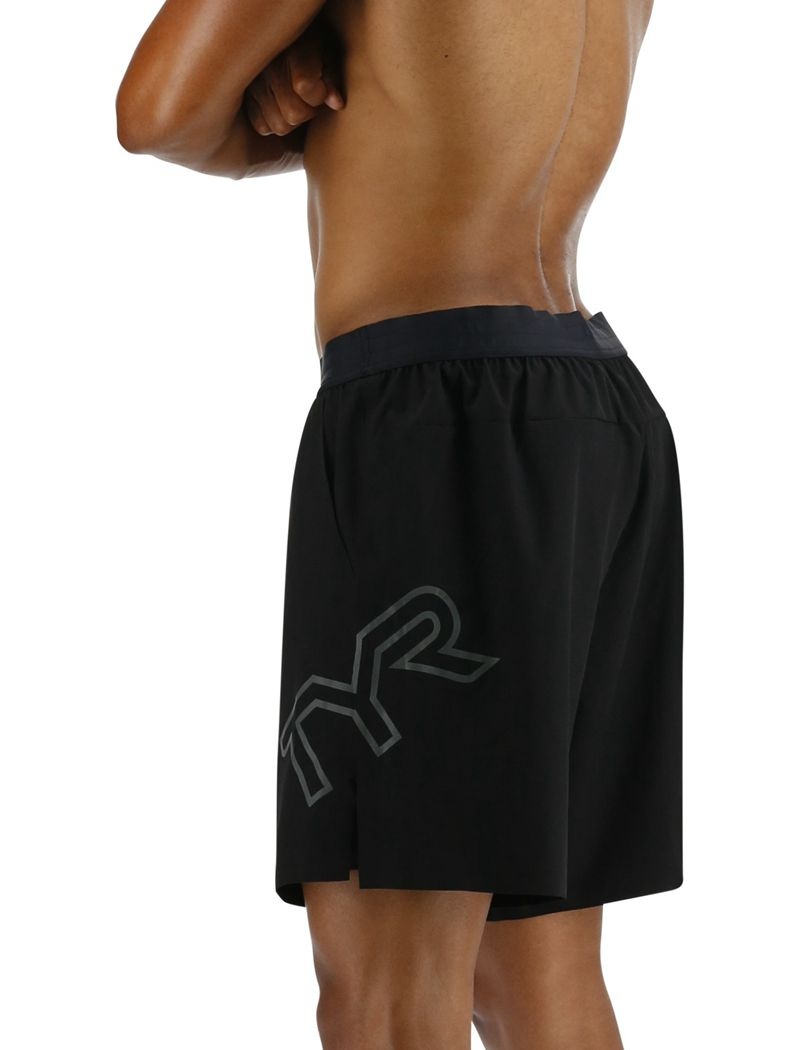 Black Tyr Hydrosphere™ Lined 7 Unbroken Big Logo Men's Shorts | US-GZTJ56034