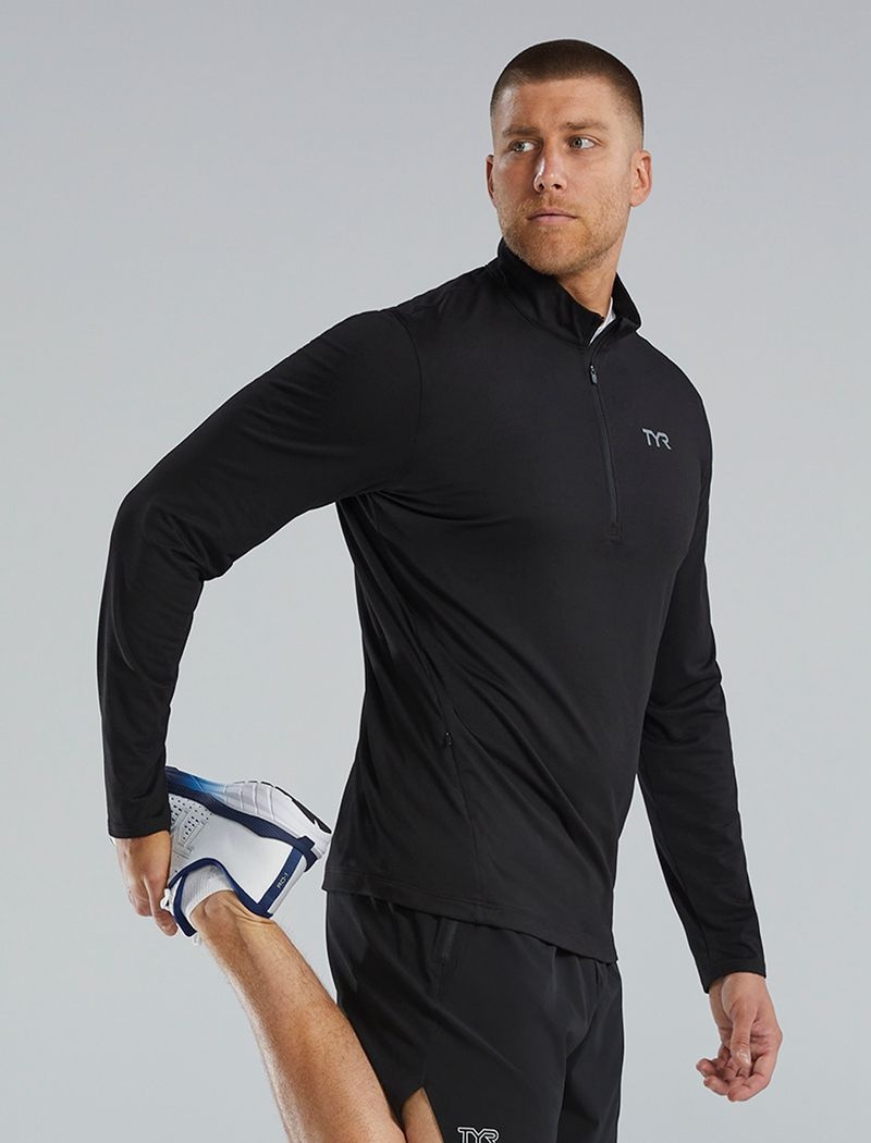 Black Tyr Sls™ Long Sleeve1⁄4 Zip Men's Shirts | US-VUXP58026