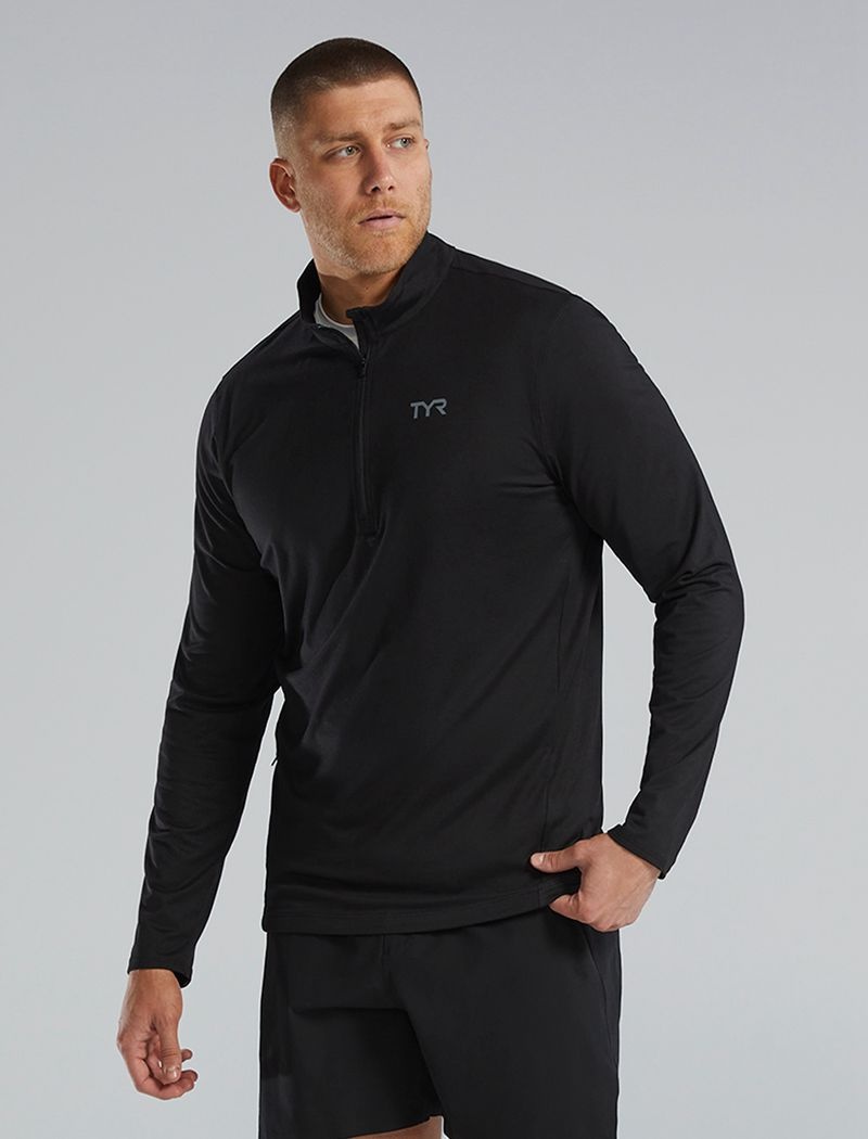 Black Tyr Sls™ Long Sleeve1⁄4 Zip Men\'s Shirts | US-VUXP58026