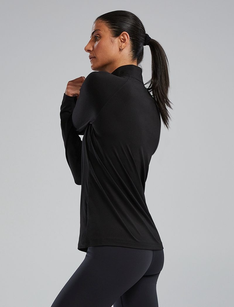 Black Tyr Sls™ Long Sleeve1⁄4 Zip Women's Shirts | US-GOXQ85309