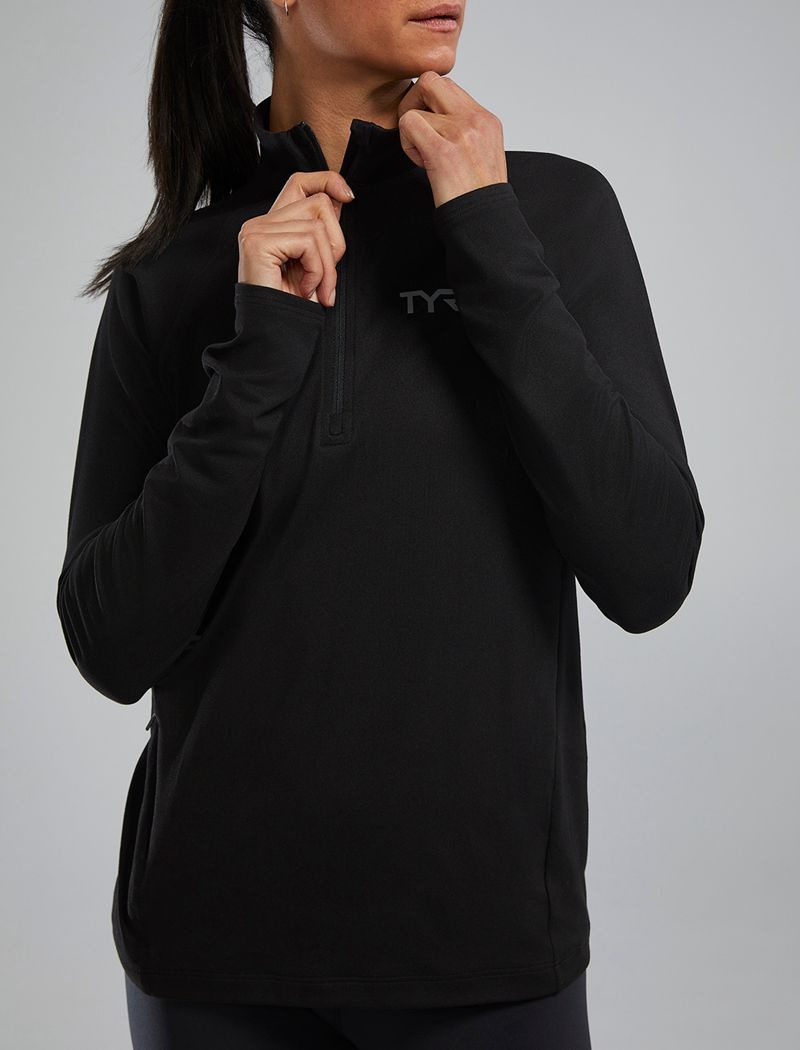 Black Tyr Sls™ Long Sleeve1⁄4 Zip Women's Shirts | US-GOXQ85309