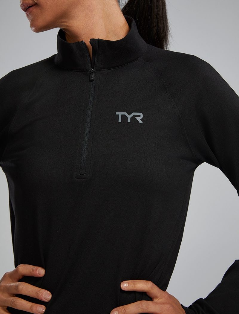 Black Tyr Sls™ Long Sleeve1⁄4 Zip Women's Shirts | US-GOXQ85309