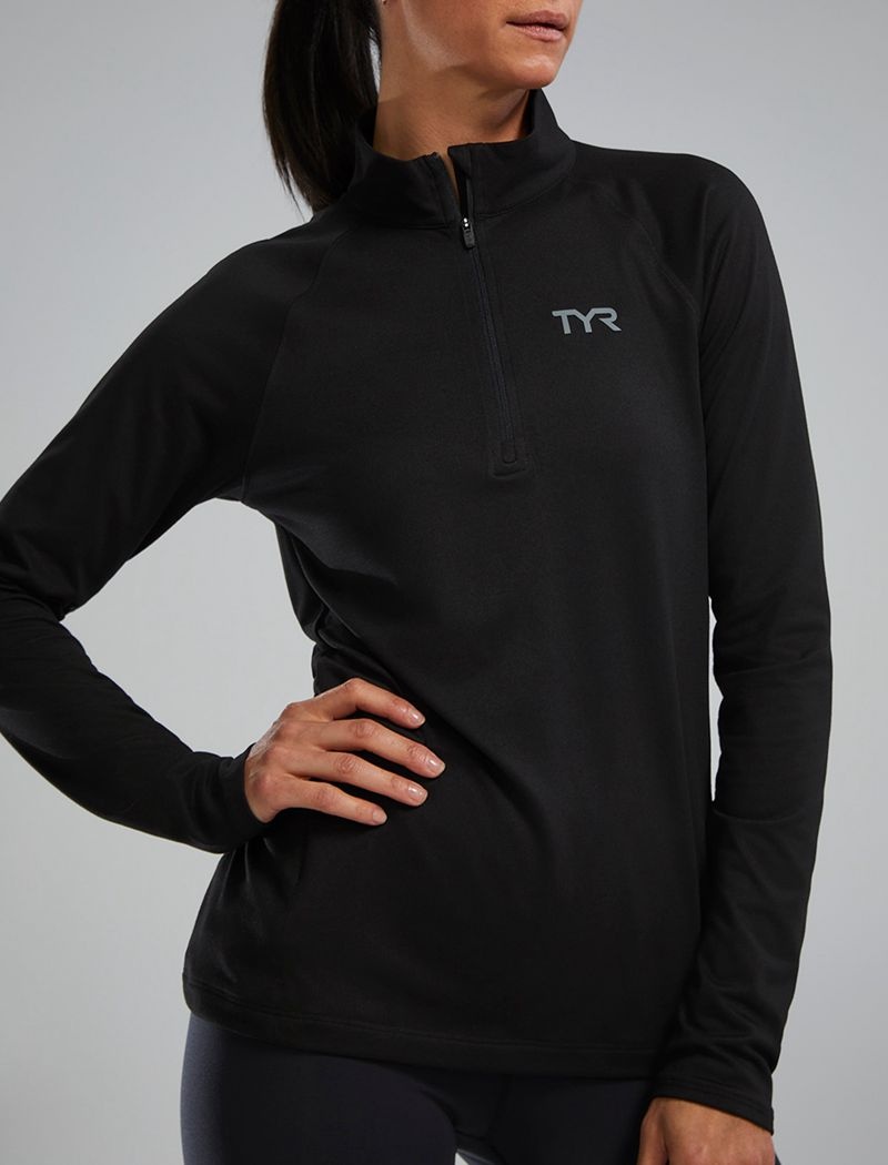 Black Tyr Sls™ Long Sleeve1⁄4 Zip Women's Shirts | US-GOXQ85309