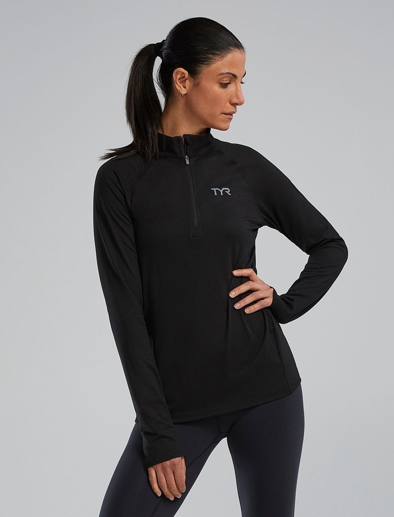 Black Tyr Sls™ Long Sleeve1⁄4 Zip Women\'s Shirts | US-GOXQ85309