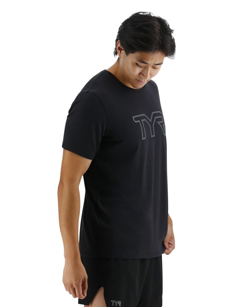 Black Tyr Ultrasoft Big Logo Tri-blend Tech Men's T-Shirt | US-UZQW56708