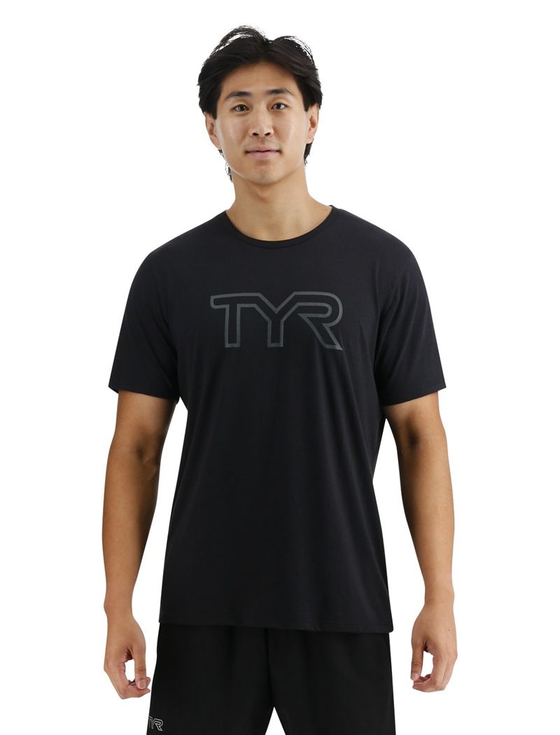 Black Tyr Ultrasoft Big Logo Tri-blend Tech Men\'s T-Shirt | US-UZQW56708