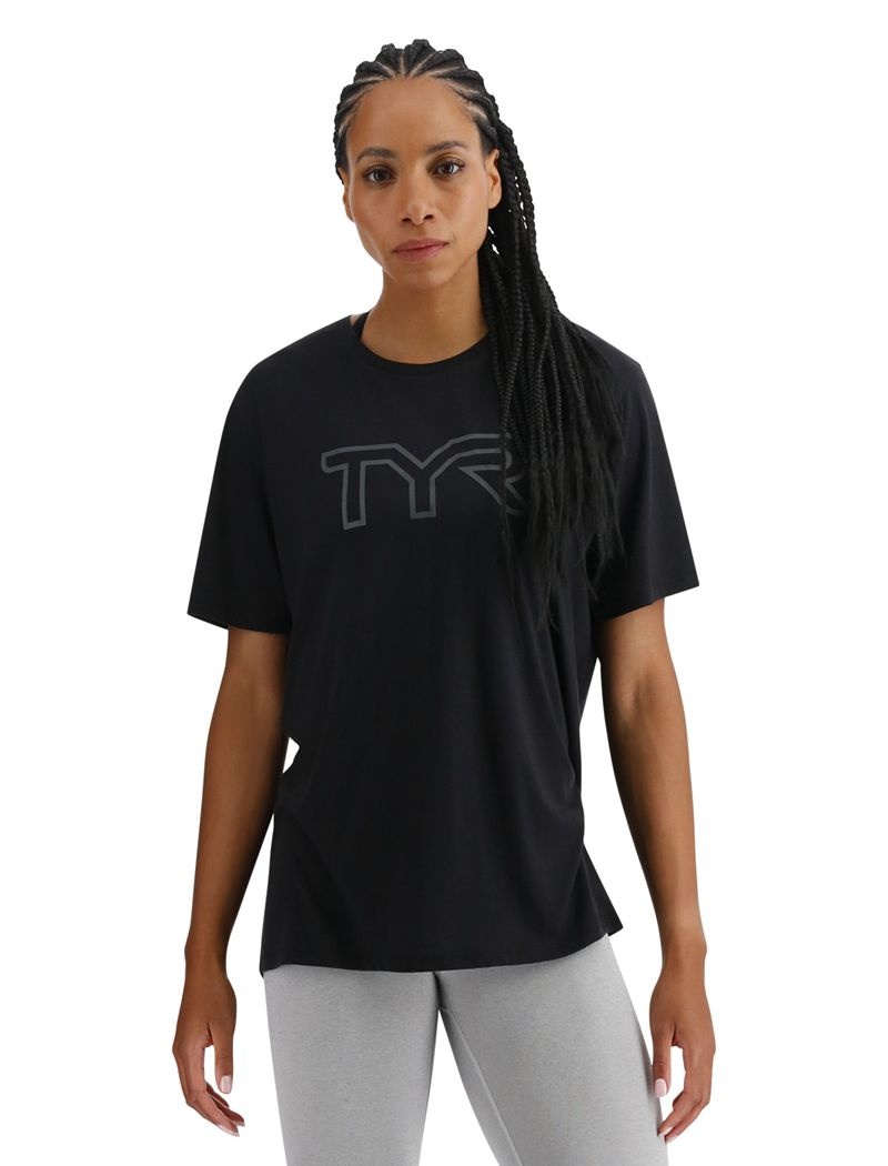 Black Tyr Ultrasoft Big Logo Tri-blend Tech Women's T-Shirt | US-VFXJ89126