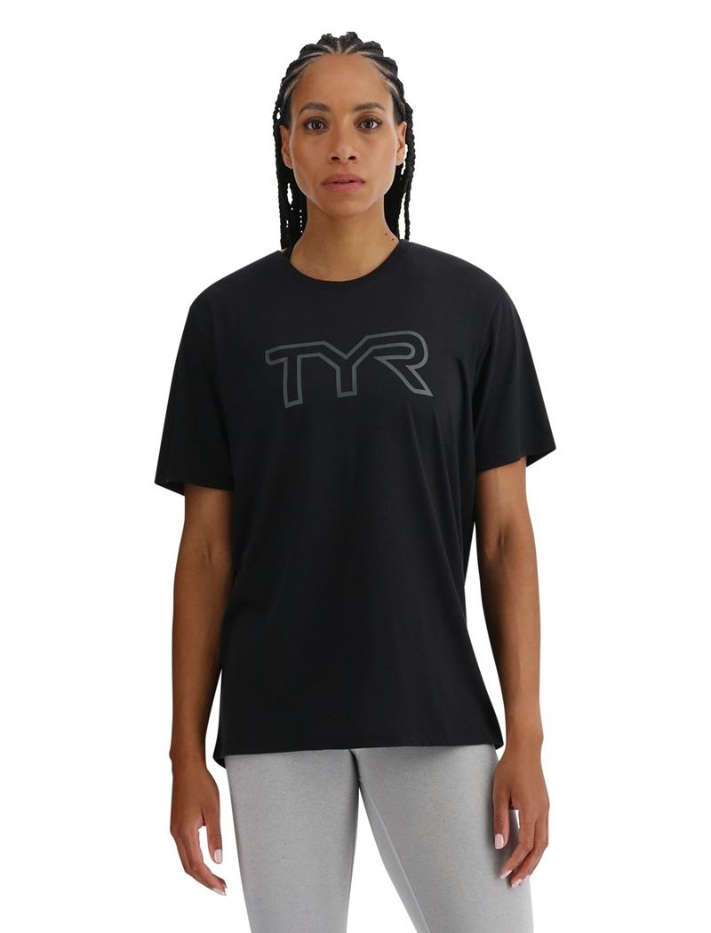 Black Tyr Ultrasoft Big Logo Tri-blend Tech Women\'s T-Shirt | US-VFXJ89126