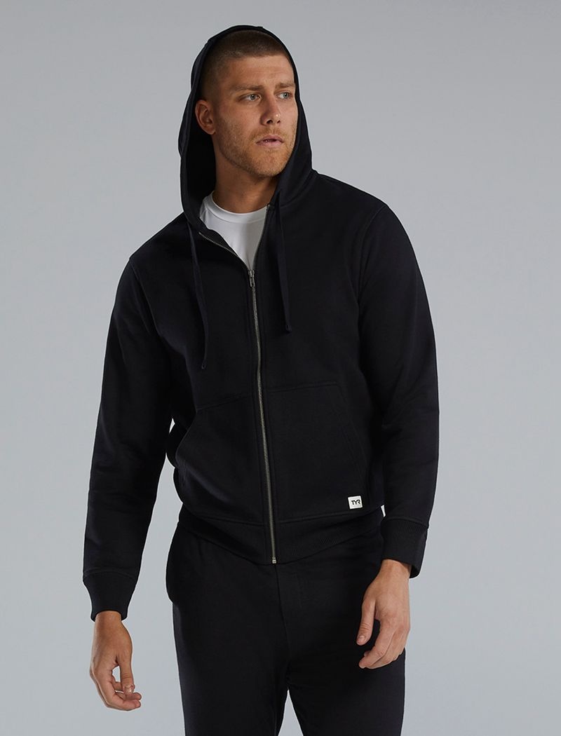 Black Tyr Ultrasoft Heavyweight Terry Full-zip Men's Hoodie | US-OITP08371