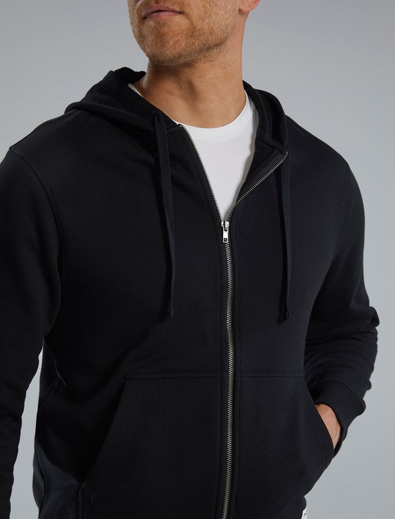 Black Tyr Ultrasoft Heavyweight Terry Full-zip Men's Hoodie | US-OITP08371