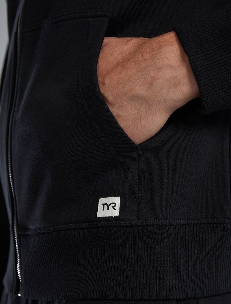 Black Tyr Ultrasoft Heavyweight Terry Full-zip Men's Hoodie | US-OITP08371