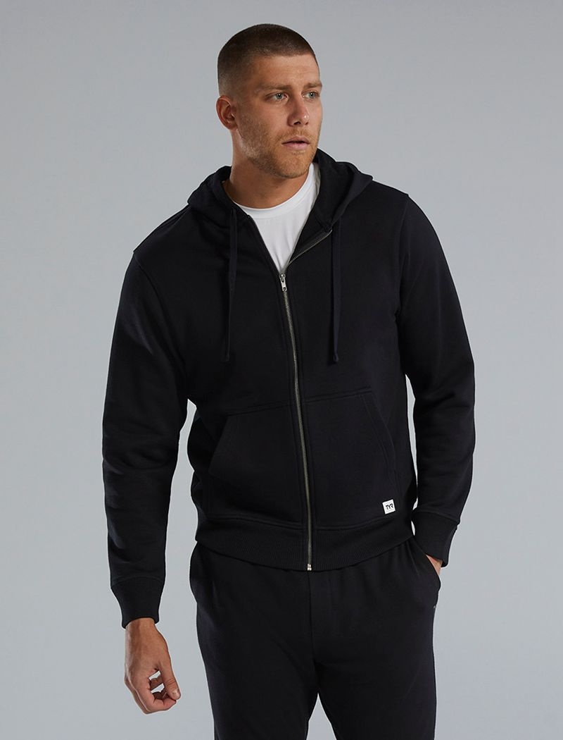 Black Tyr Ultrasoft Heavyweight Terry Full-zip Men\'s Hoodie | US-OITP08371