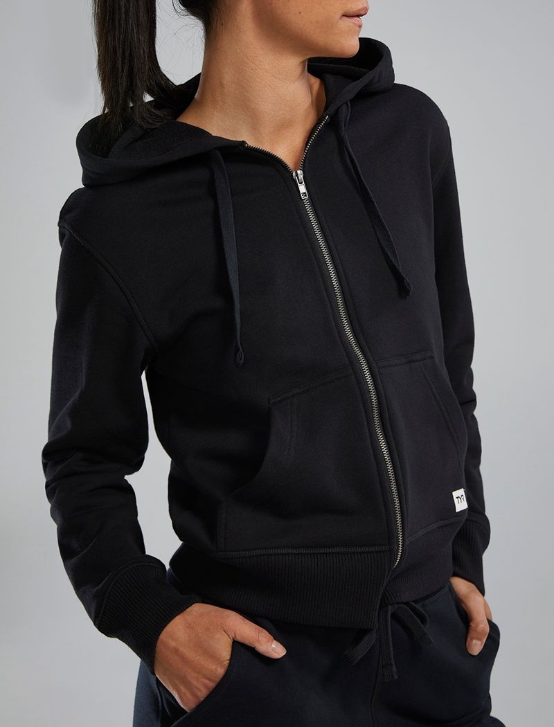 Black Tyr Ultrasoft Heavyweight Terry Full-zip Women's Hoodie | US-SZXF09358