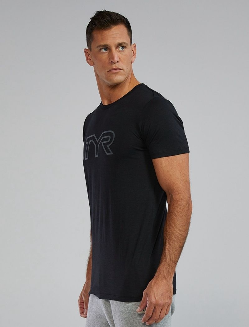 Black Tyr Ultrasoft Lightweight Tri Blend Tech Men's T-Shirt | US-KFCJ30879