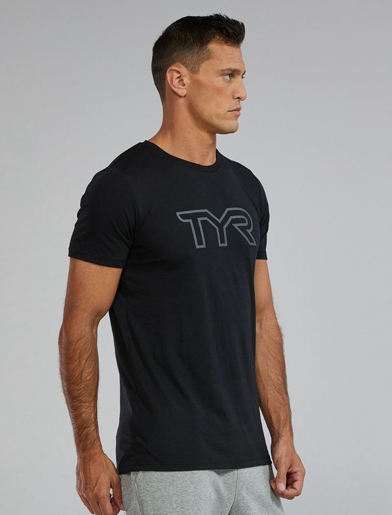 Black Tyr Ultrasoft Lightweight Tri Blend Tech Men's T-Shirt | US-KFCJ30879