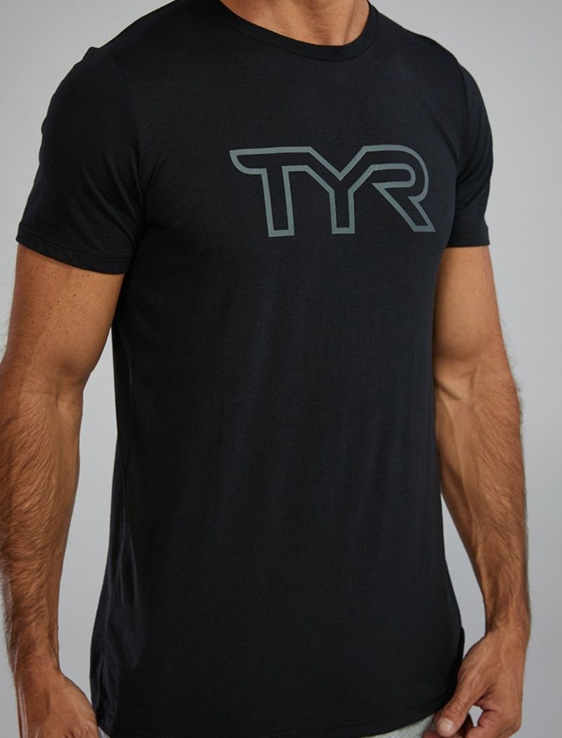 Black Tyr Ultrasoft Lightweight Tri Blend Tech Men's T-Shirt | US-KFCJ30879