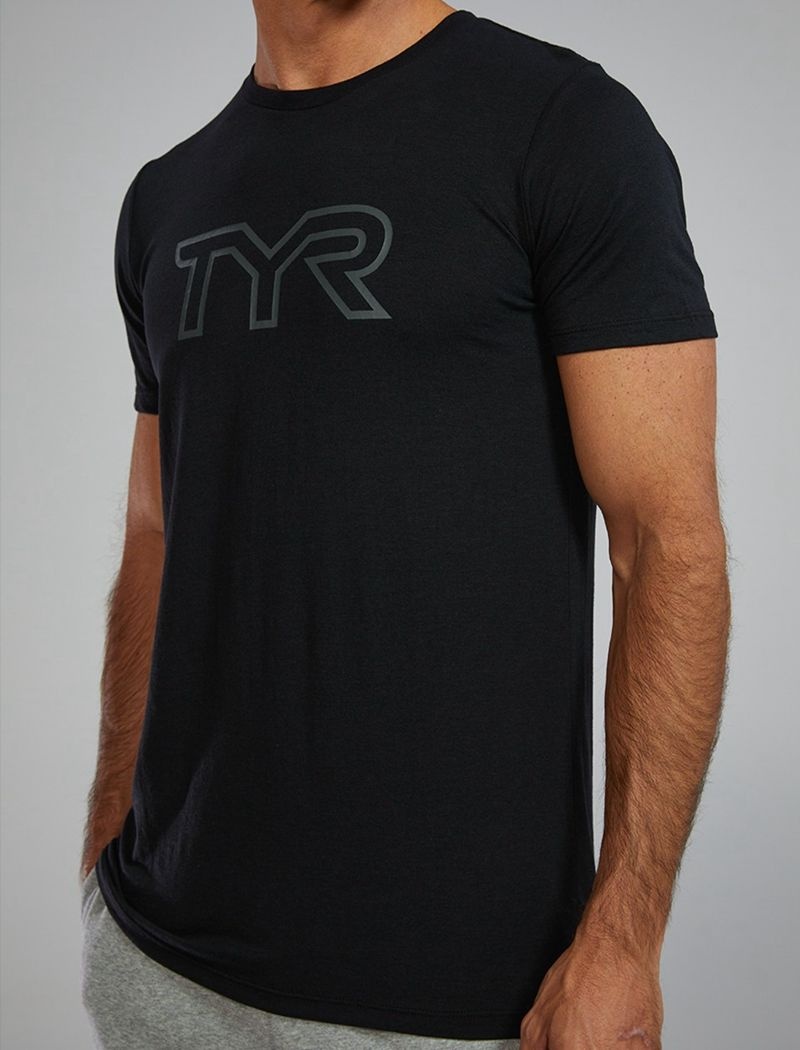 Black Tyr Ultrasoft Lightweight Tri Blend Tech Men's T-Shirt | US-KFCJ30879