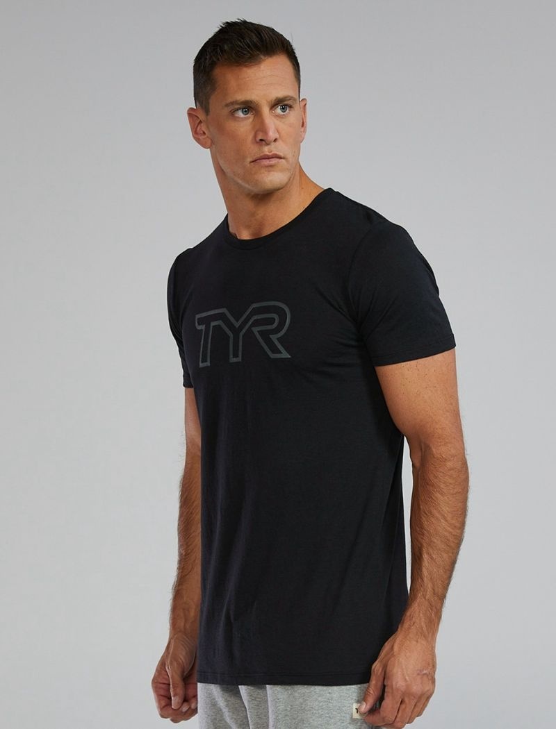 Black Tyr Ultrasoft Lightweight Tri Blend Tech Men\'s T-Shirt | US-KFCJ30879