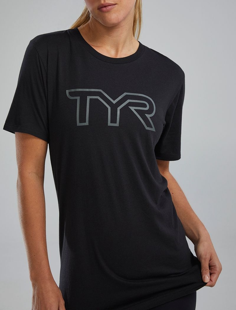 Black Tyr Ultrasoft Lightweight Tri Blend Tech Women's T-Shirt | US-IVSX56124