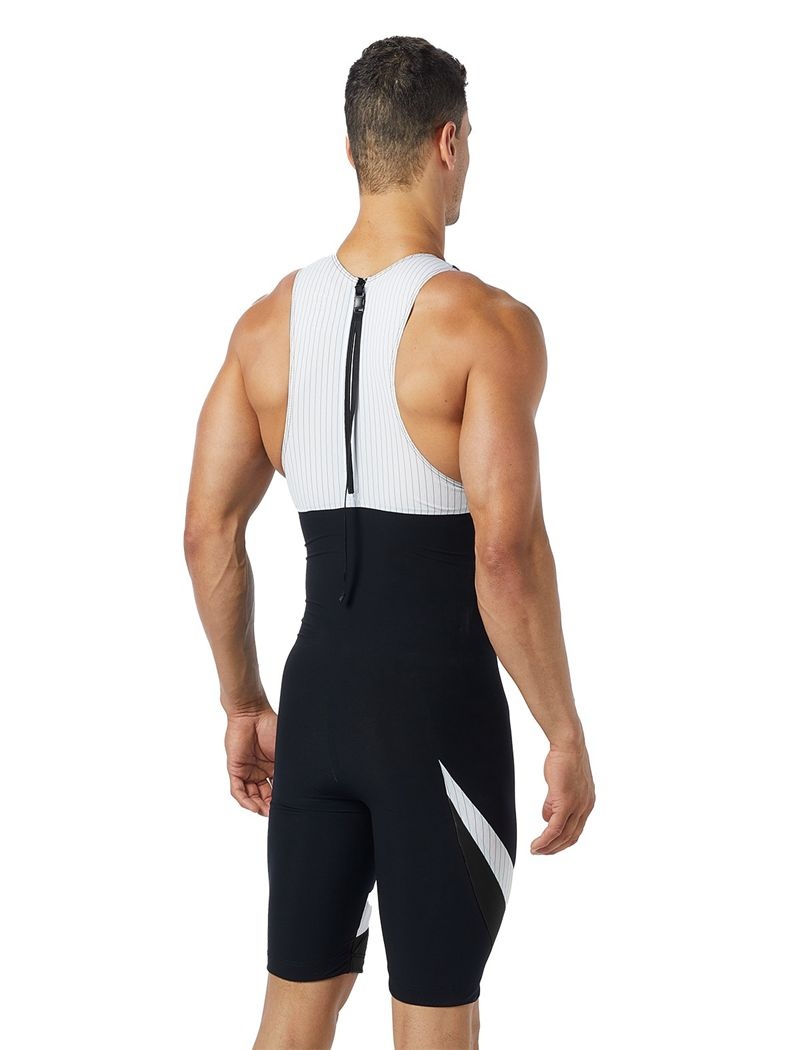 Black Tyr Zip-back Tri-suit Carbon Men's Swimsuit | US-QFLO04613