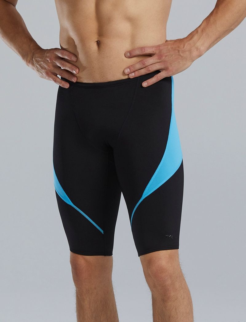 Black / Blue Tyr Durafast Elite® Curve Splice Jammer Men's Swimsuit | US-WPJU20361