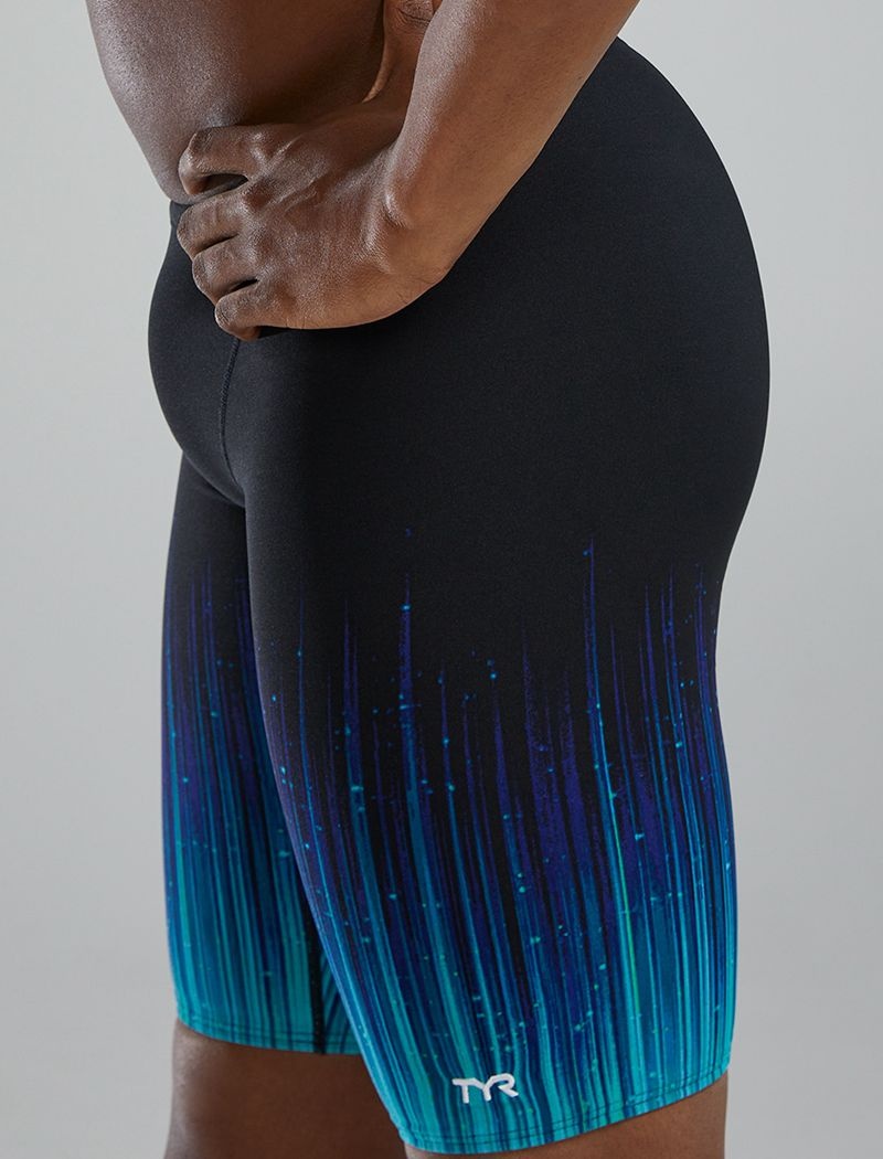 Black / Blue Tyr Durafast Elite® Jammer Speedwarp Men's Swimsuit | US-TXVW97541