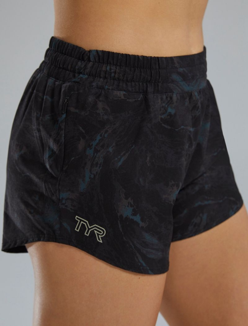 Black / Blue Tyr Hydrosphere™ Pace Women's Running Shorts | US-YOFZ43057