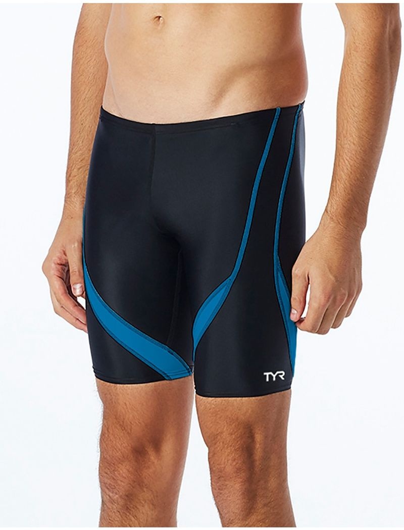 Black / Blue Tyr Tyreco™ Alliance Jammer Splice Men\'s Swimsuit | US-GKTJ93867