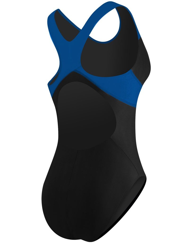 Black / Blue Tyr Tyreco™ Maxfit T-splice Women's Swimsuit | US-AQEY26951