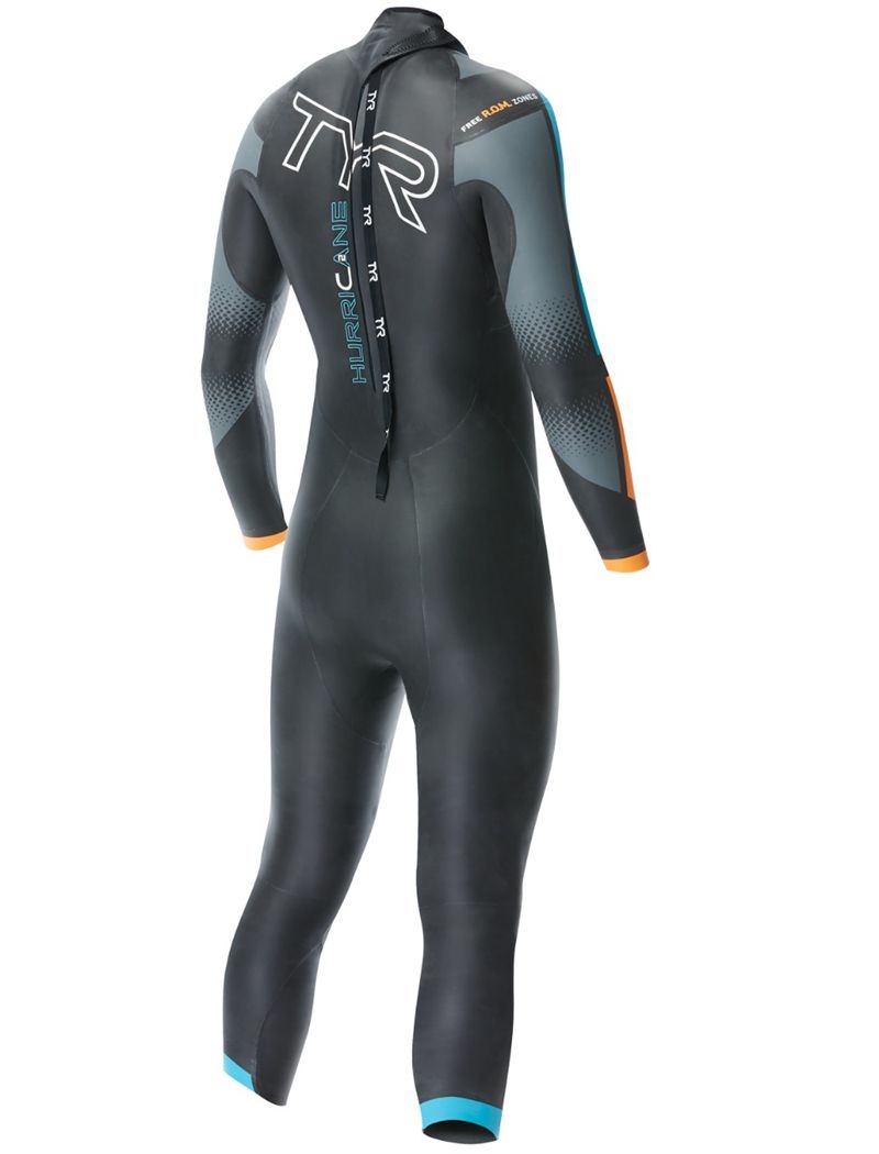 Black / Blue / Orange Tyr Hurricane® Cat 2 Men's Wetsuit | US-FJGU06175