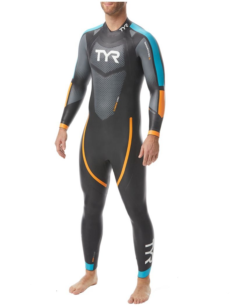 Black / Blue / Orange Tyr Hurricane® Cat 2 Men\'s Wetsuit | US-FJGU06175