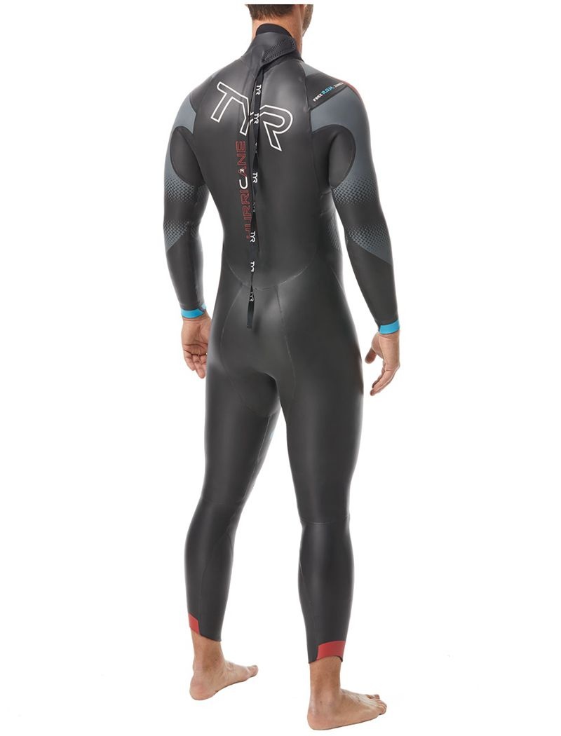 Black / Blue / Red Tyr Hurricane® Cat 3 Men's Wetsuit | US-UJQB58914