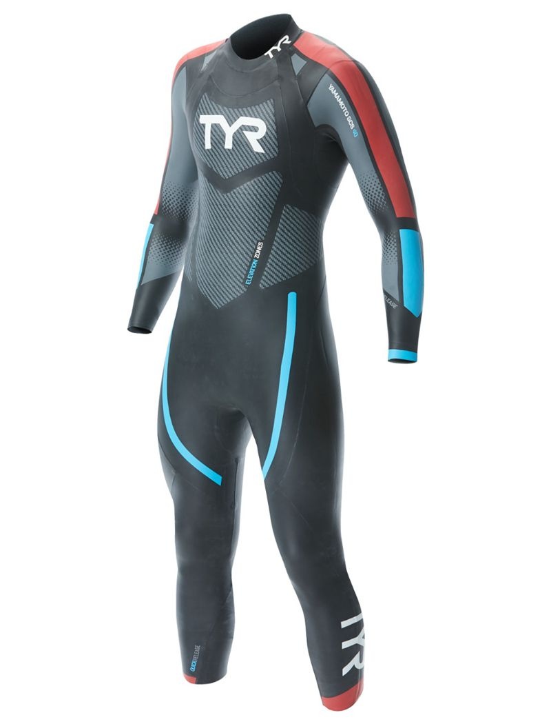 Black / Blue / Red Tyr Hurricane® Cat 3 Men's Wetsuit | US-UJQB58914