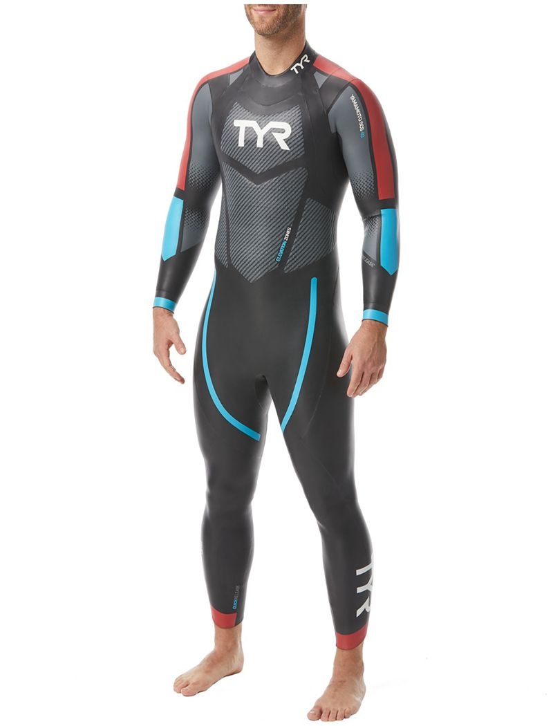 Black / Blue / Red Tyr Hurricane® Cat 3 Men\'s Wetsuit | US-UJQB58914