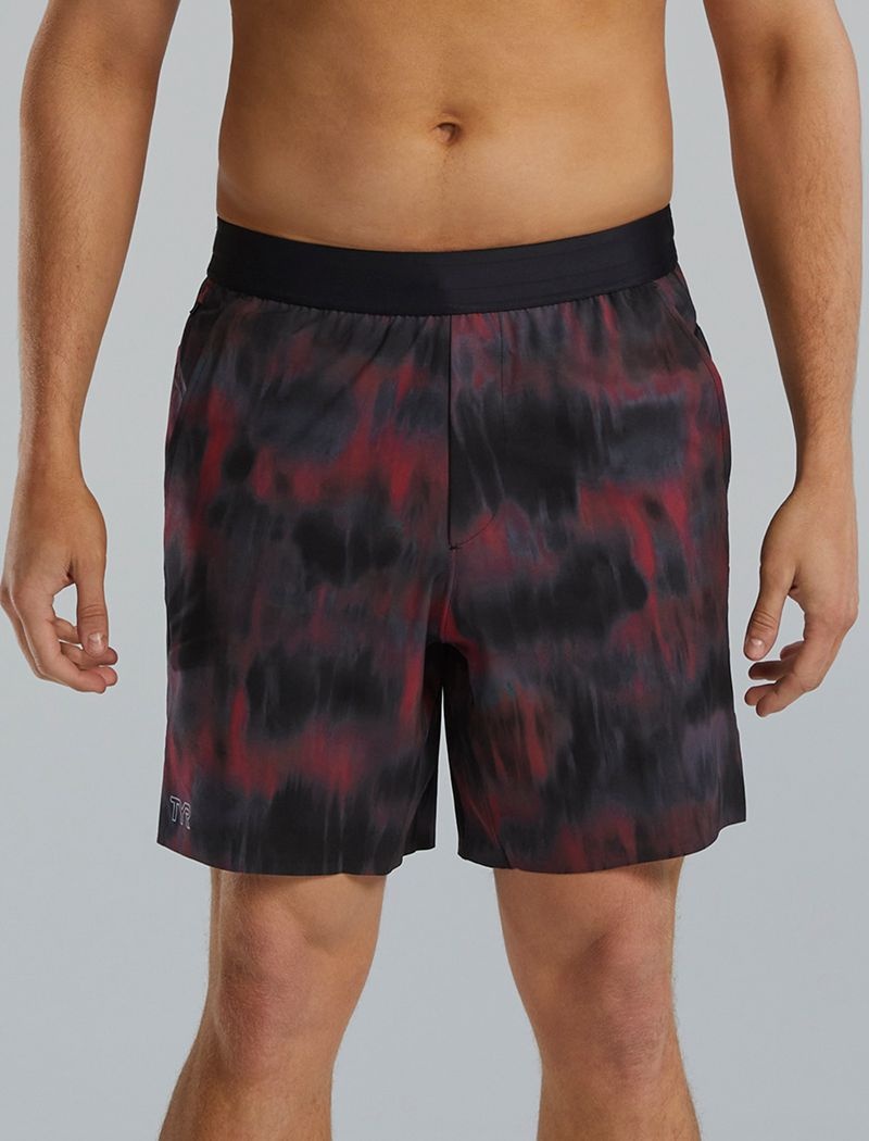 Black / Burgundy Tyr Hydrosphere™ Unlined 7 Unbroken Men\'s Shorts | US-EARZ02496