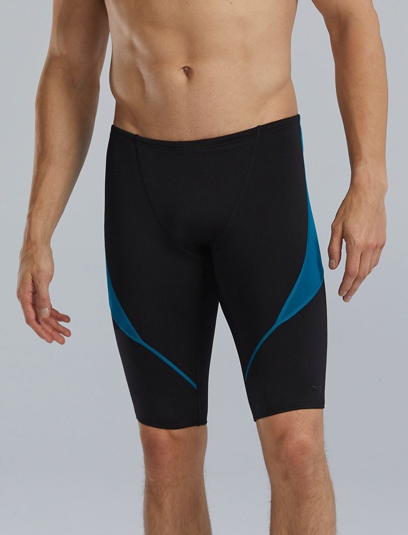 Black / Dark Blue Tyr Durafast Elite® Curve Splice Jammer Men's Swimsuit | US-VEAC57480