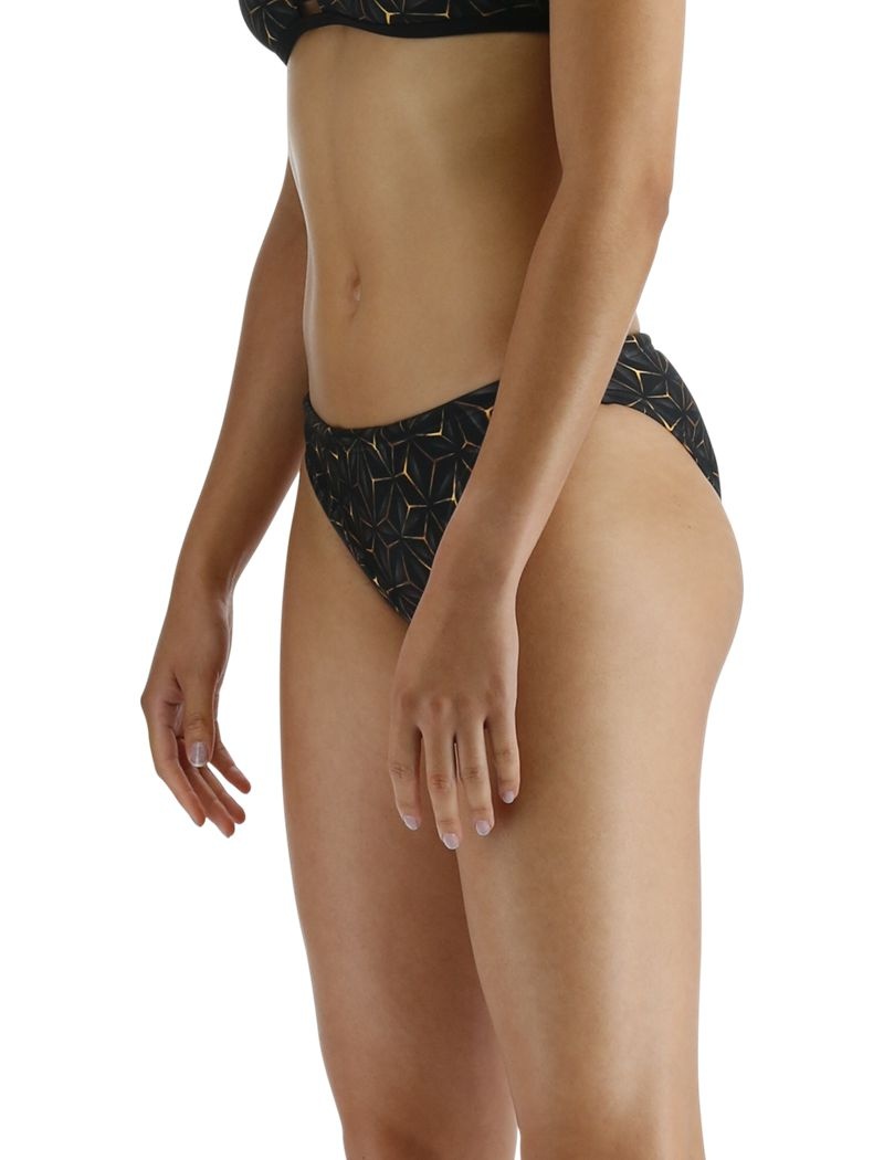 Black / Gold Tyr Durafast Elite® Full Coverage Obsidian Women's Bikini Bottom | US-NCEI19450